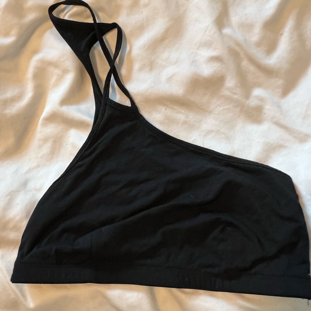 Black Helmut Lang Asymmetrical Bra Top Tank XS